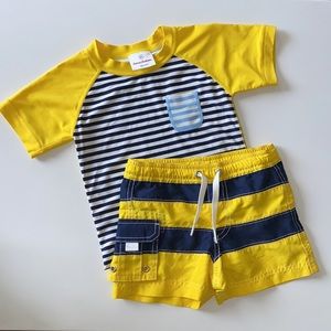 Hanna Andersson Swim Shorts/Rash Guard Set